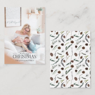 Tarjeta Pequeña Mini Dusty Invierno Foto de Acuarela Feliz Navidad