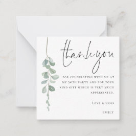 Tarjeta Pequeña MINI Eucalyptus Foto 30 cumpleaños Gracias