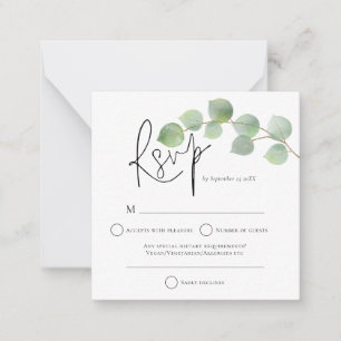 Tarjeta Pequeña MINI Eucalyptus moderno Gabinetes RSVP