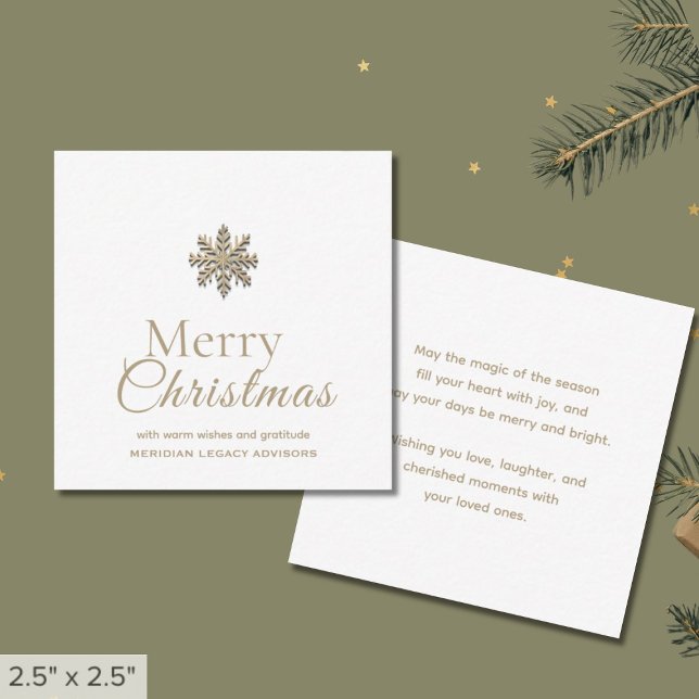 Tarjeta Pequeña Mini Feliz Navidad White Gold Snowflake (Subido por el creador)