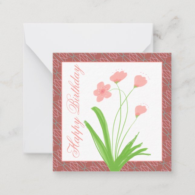 Tarjeta Pequeña Mini floral rosa (Anverso)