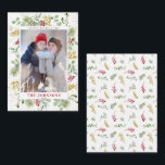 Tarjeta Pequeña Mini Gold Winter Greenery Fotos navideñas<br><div class="desc">Presentamos nuestra nueva tarjeta Mini Gold Winter Greenery Merry Christmas Photo Card! Esta hermosa tarjeta 3.5x2.5 muestra tu foto vertical favorita (orientación vertical), rodeada de un marco botánico de invierno rojo y verde festivo. Es fácil de personalizar, y todos los campos de texto se pueden editar para adaptarlos a sus...</div>