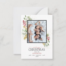 Tarjeta Pequeña Mini Gold Winter Greenery Fotos navideñas