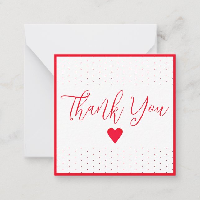 Tarjeta Pequeña Mini Gracias Con Puntos De Polka Rojo (Anverso)