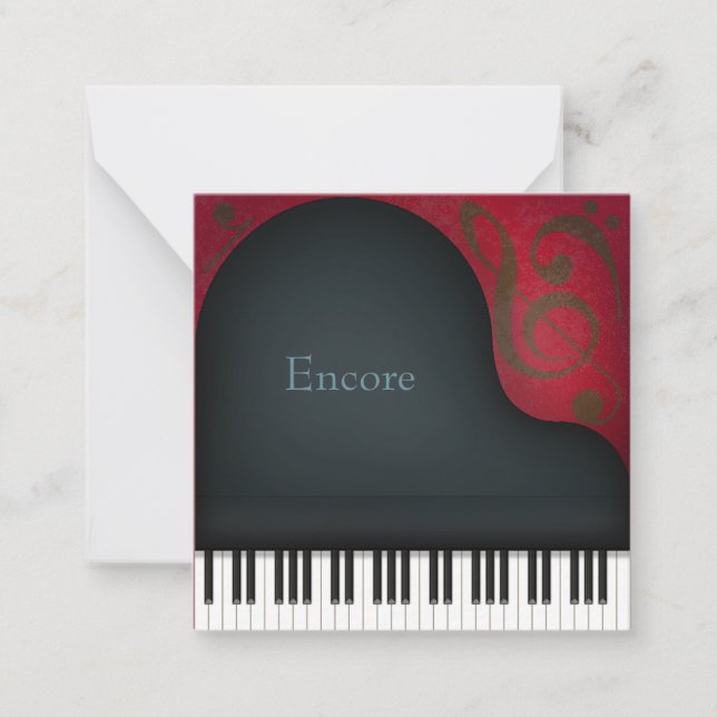 Tarjeta Pequeña Mini Gran Personalizado de piano negro (Anverso)