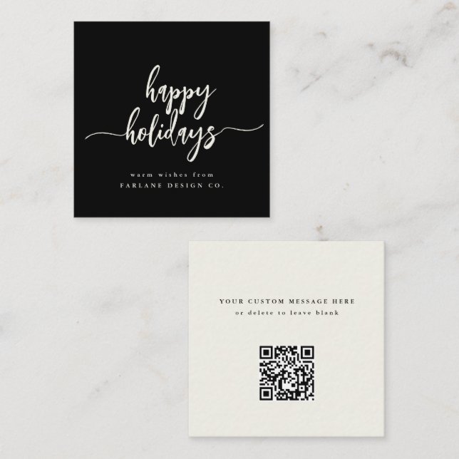 Tarjeta Pequeña Mini Happy Holidays Modern Script Business código  (Anverso / Reverso)