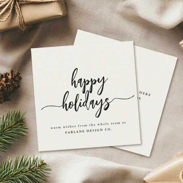Tarjeta Pequeña Mini Happy Holidays Modern Script Business Logo (Subido por el creador)