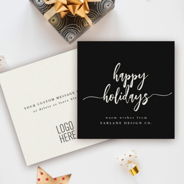 Tarjeta Pequeña Mini Happy Holidays Modern Script Business Logo (Subido por el creador)