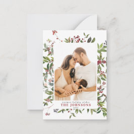 Tarjeta Pequeña Mini Invierno cálido Berry Merry Fotos navideñas