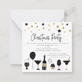 Tarjeta Pequeña MINI | Invitan a Fiesta de Navidades negros de Coc