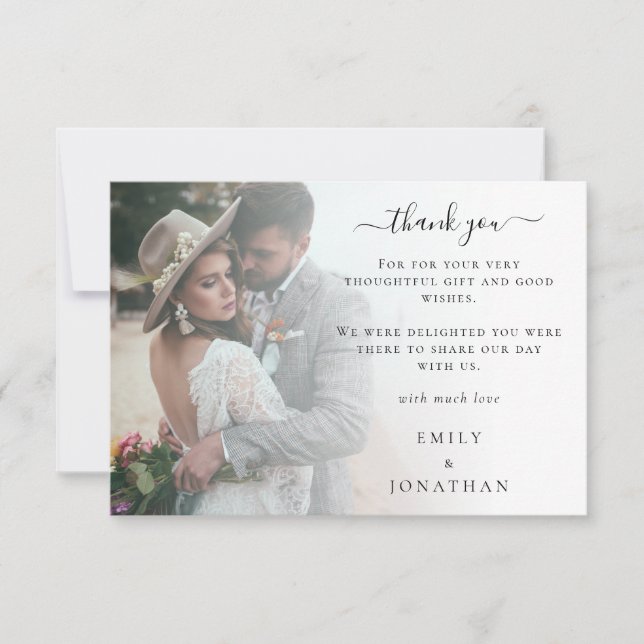 Tarjeta Pequeña Mini Moderno Boda de superposición de fotos Gracia (Anverso)