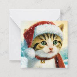 Tarjeta Pequeña mini Navidades de presupuesto de Santa Kitty