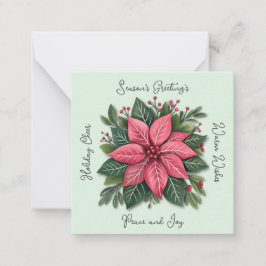 Tarjeta Pequeña Mini Navidades de puninsettia verde