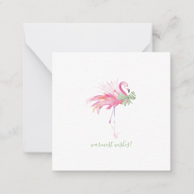 Tarjeta Pequeña Mini Navidades Flamingo Rosa (Anverso)