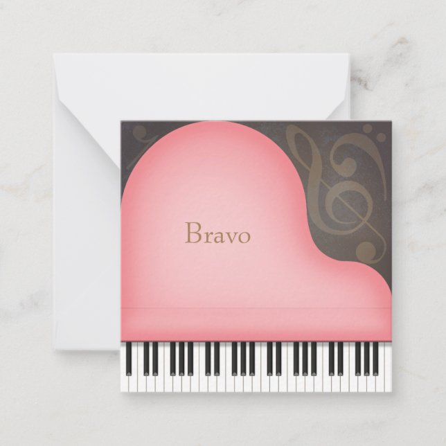 Tarjeta Pequeña Mini Personalizado de piano grande rosa (Anverso)
