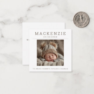 Tarjeta Pequeña MINI Photo New Baby Photo Personalized 2 sided