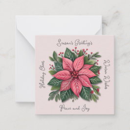 Tarjeta Pequeña Mini Poinsettia Rosa Navidad Sin Denominación