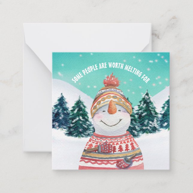 Tarjeta Pequeña Mini Snowman algunas personas merecen la pena fund (Anverso)