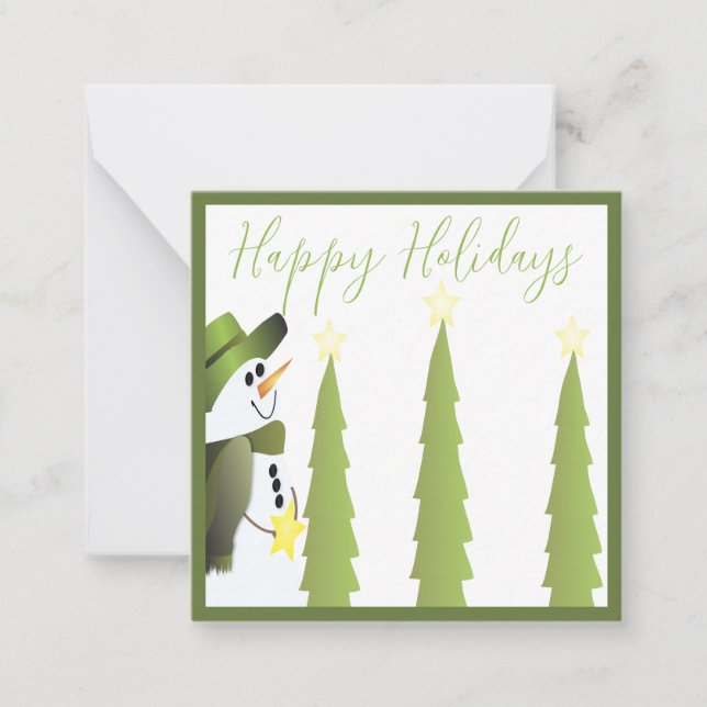 Tarjeta Pequeña Mini Snowman de ida y vuelta de papel (Anverso)