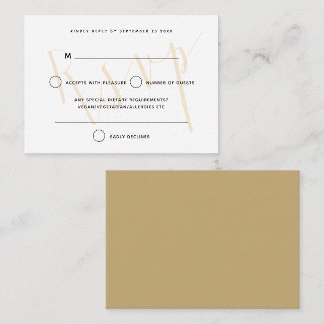 Tarjeta Pequeña MINI TAMAÑO Elegante Guión Texto Sobreposición Oro (Anverso / Reverso)