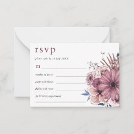 Tarjeta Pequeña MINI TAMAÑO Morado Berry Florals Boda RSVP