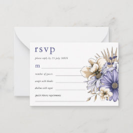 Tarjeta Pequeña MINI TAMAÑO Morado Crema Floral Boda RSVP