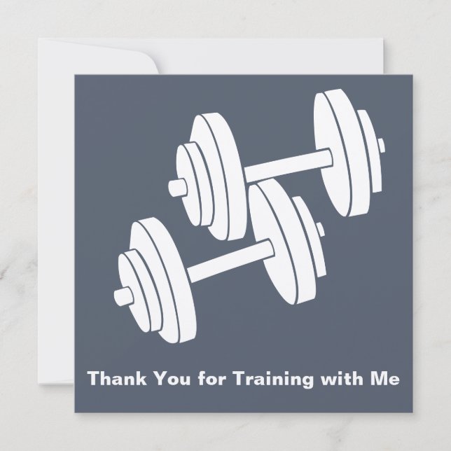 Tarjeta Pequeña Minimal Dumbbell Grey White Square Thank You (Anverso)