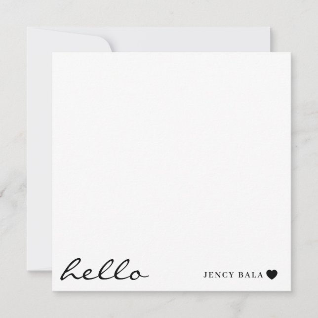 Tarjeta Pequeña Minimal Modern Heart Clean White Design (Anverso)