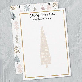 Tarjeta Pequeña Minimalist 3.5x5-in Illustrated Trees Christmas