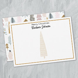Tarjeta Pequeña Minimalist 3.5x5-in Illustrated Trees Christmas