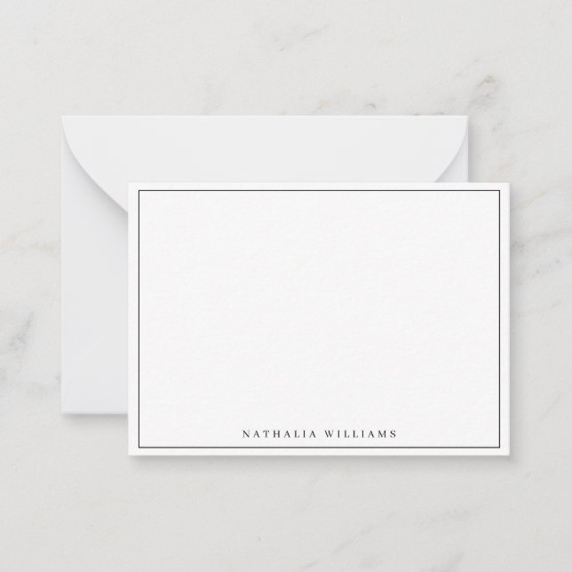 Tarjeta Pequeña Minimalist Basic Personalize Black Stationery (Anverso)