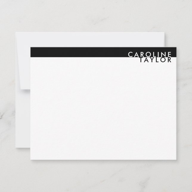 Tarjeta Pequeña Minimalist Black & White Custom Name Stationery (Anverso)
