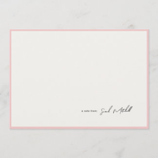 Tarjeta Pequeña Minimalist Blush Pink Border Personalized Script