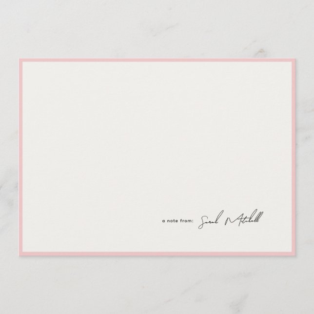 Tarjeta Pequeña Minimalist Blush Pink Border Personalized Script (Anverso)