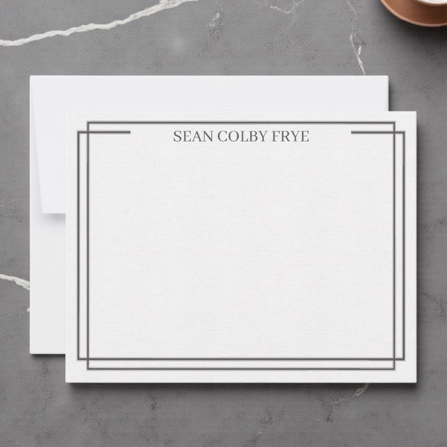 Tarjeta Pequeña Minimalist Double Border Note Card Grey Stationery (Subido por el creador)