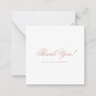 Tarjeta Pequeña Minimalist Dusty Rose Script Wedding Thank You