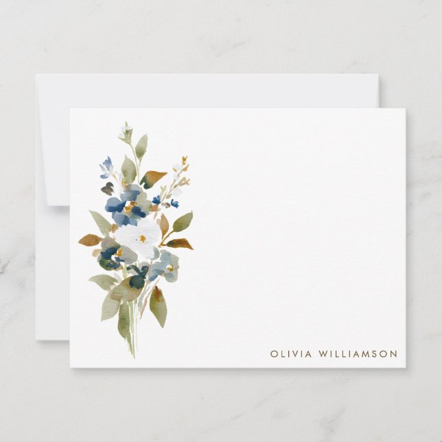 Tarjeta Pequeña Minimalist Fall Wildflower Personalized Stationery (Anverso)