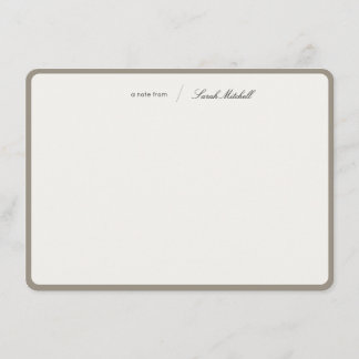 Tarjeta Pequeña Minimalist Greige Personalized Script Rounded