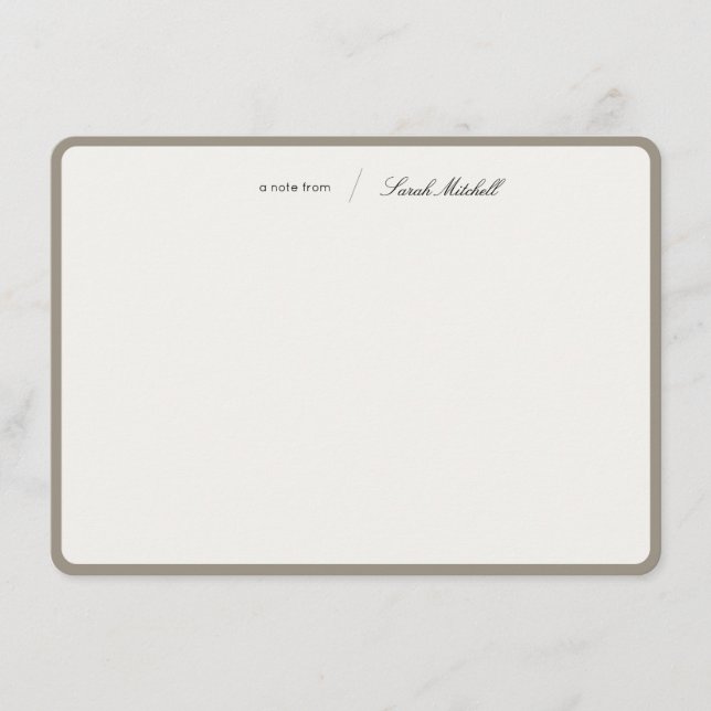 Tarjeta Pequeña Minimalist Greige Personalized Script Rounded (Anverso)