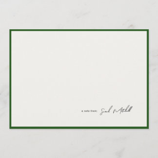Tarjeta Pequeña Minimalist Hunter Green Border Personalized Script