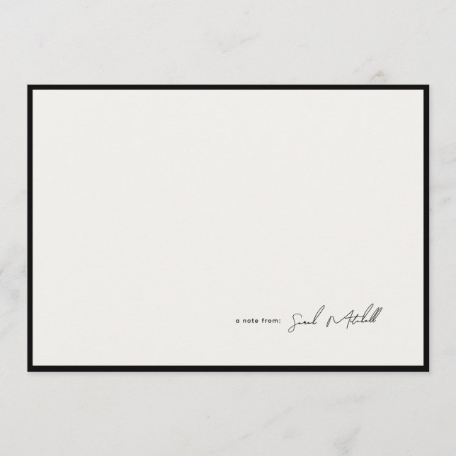 Tarjeta Pequeña Minimalist Ink Black Border Personalized Script (Anverso)