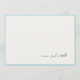 Tarjeta Pequeña Minimalist Light Blue Border Personalized Script