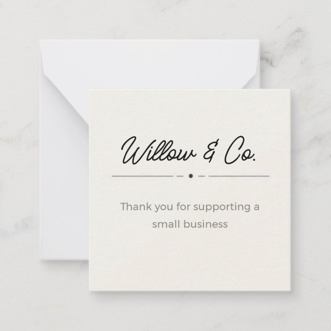 Tarjeta Pequeña Minimalist Modern Small Business Thank You Card (Anverso)