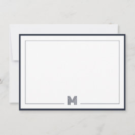 Tarjeta Pequeña Minimalist Monogram Double Border Stationery
