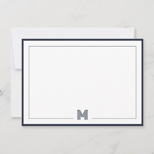 Tarjeta Pequeña Minimalist Monogram Double Border Stationery (Anverso)