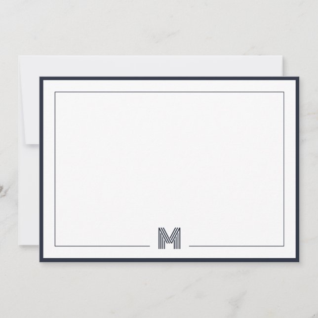 Tarjeta Pequeña Minimalist Monogram Double Border Stationery (Anverso)