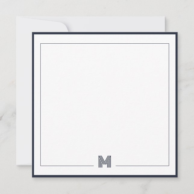 Tarjeta Pequeña Minimalist Monogram Double Border Stationery (Anverso)