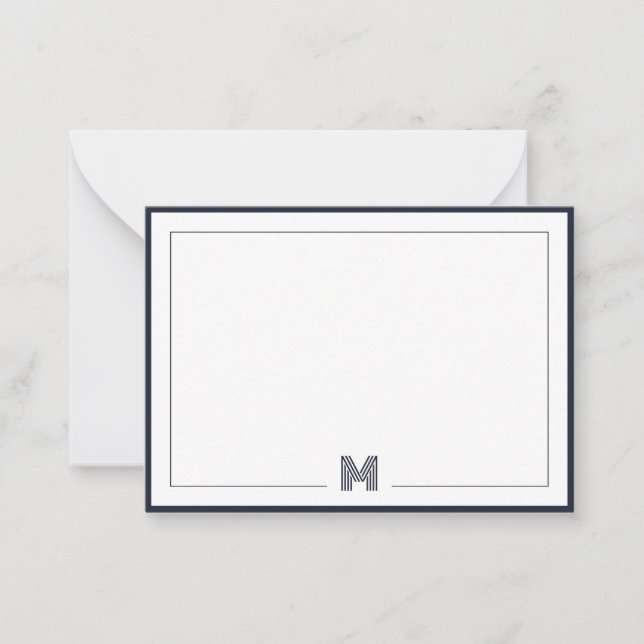 Tarjeta Pequeña Minimalist Monogram Double Border Stationery (Anverso)