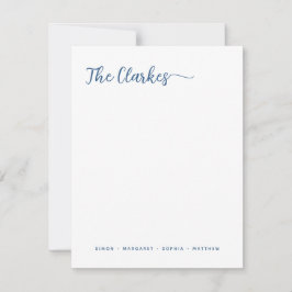 Tarjeta Pequeña Minimalist Navy Blue Family Stationery Vertical