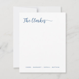 Tarjeta Pequeña Minimalist Navy Blue Family Stationery Vertical